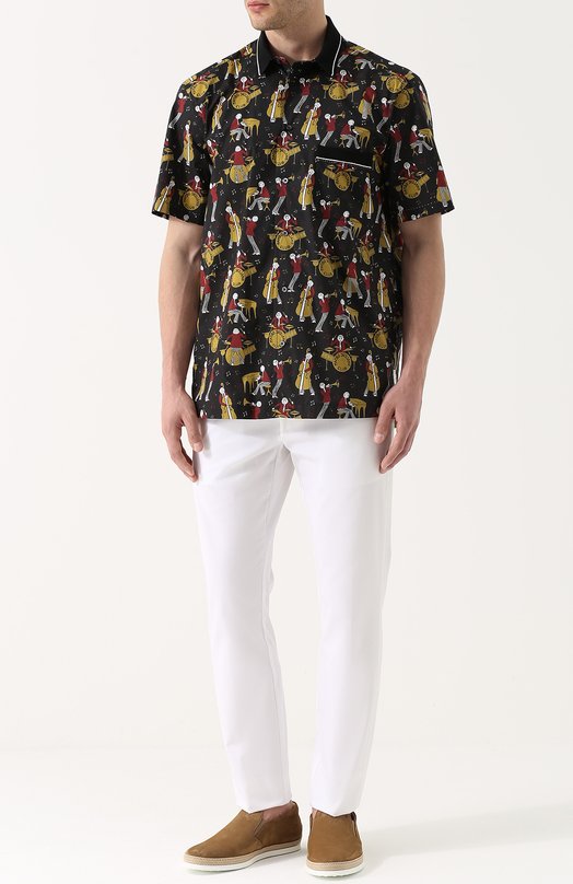 Рубашка из смеси хлопка и шелка с короткими рукавами Dolce&Gabbana 