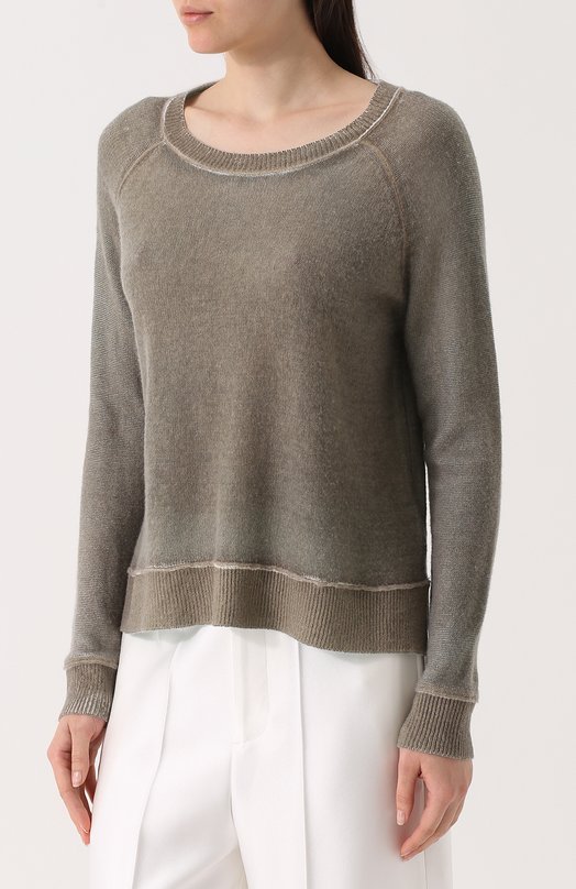 Кашемировый пуловер свободного кроя с круглым вырезом ALLUDE 