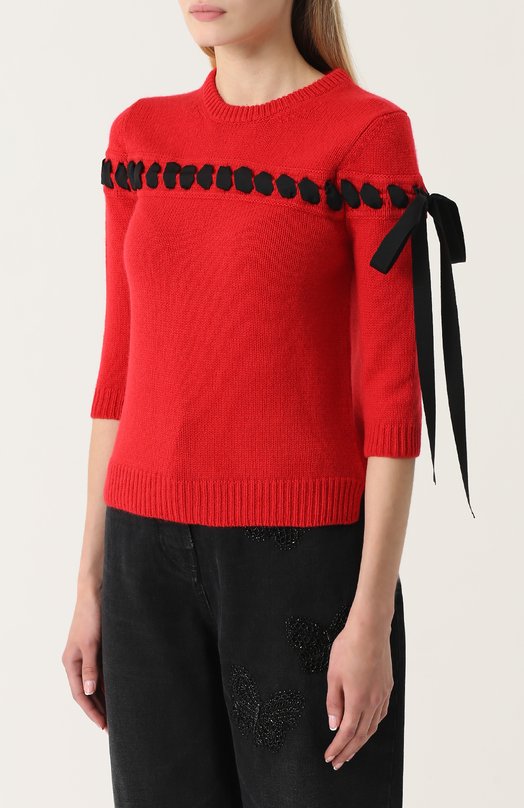 Пуловер с укороченным рукавом и контрастной лентой Fendi 