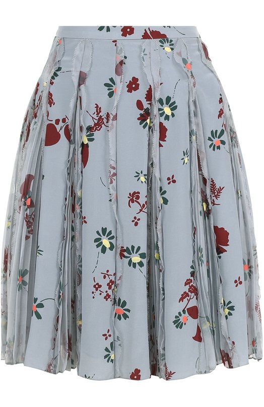 Шелковая юбка с принтом и плиссированными вставками Valentino 