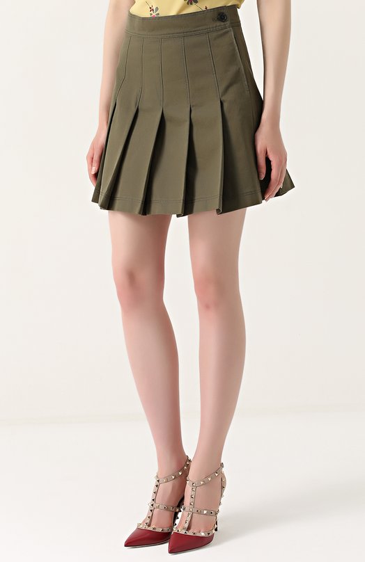 Хлопковая мини-юбка со складками Valentino 