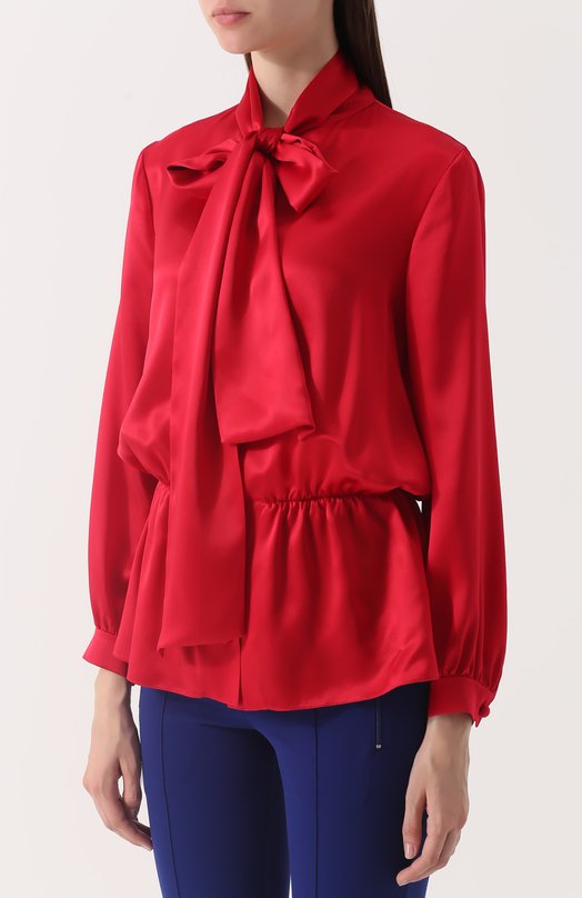 Приталенная шелковая блуза с воротником аскот Balenciaga 