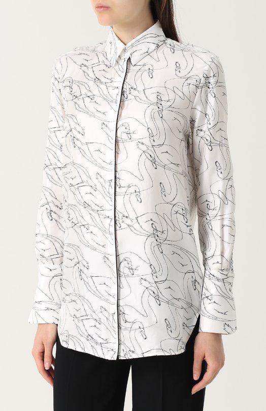Шелковая блуза свободного кроя с принтом Victoria by Victoria Beckham 