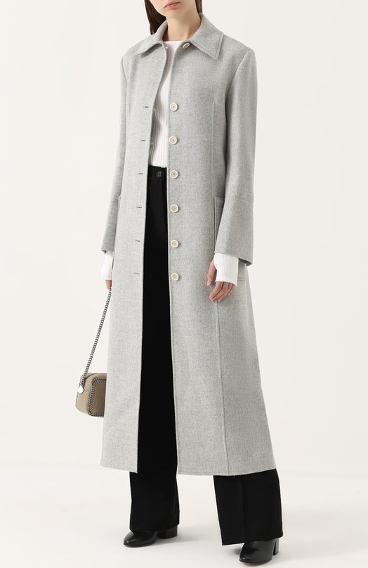 Удлиненное однобортное пальто с поясом Helmut Lang 