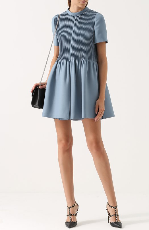 Приталенное мини-платье с плиссированным лифом Valentino 