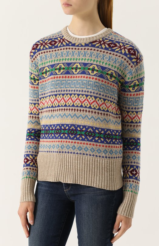Вязаный пуловер прямого кроя с круглым вырезом Polo Ralph Lauren 