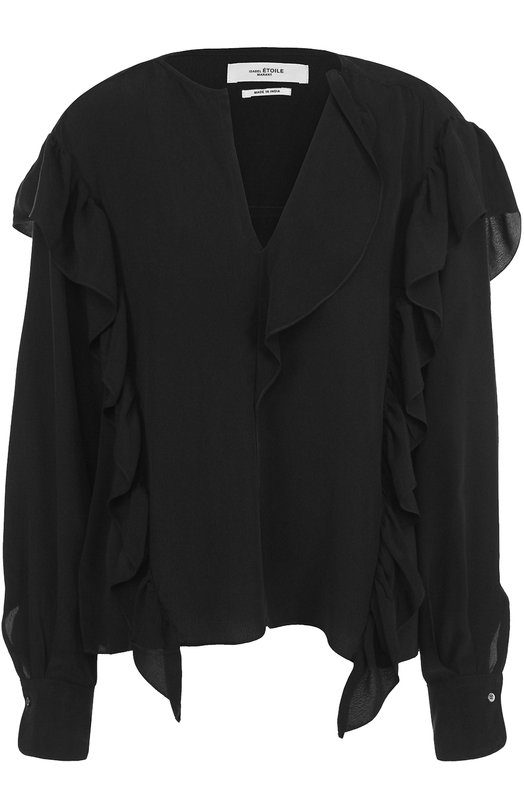 Блуза свободного кроя с оборками и V-образным вырезом ISABEL MARANT ÉTOILE 