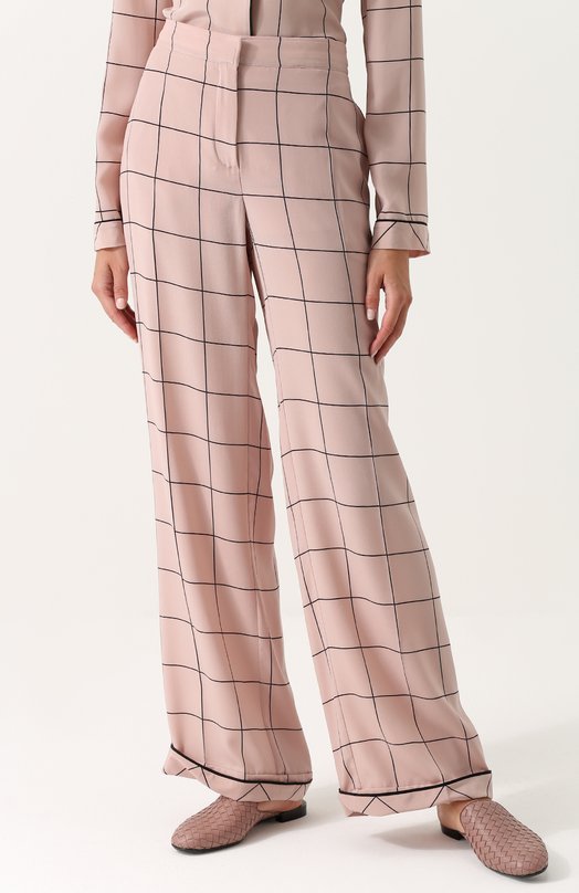 Шелковые брюки с пижамном стиле в клетку Valentino 