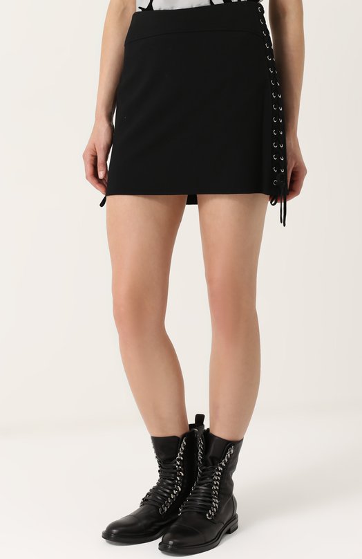 Мини-юбка с декоративной шнуровкой MCQ 