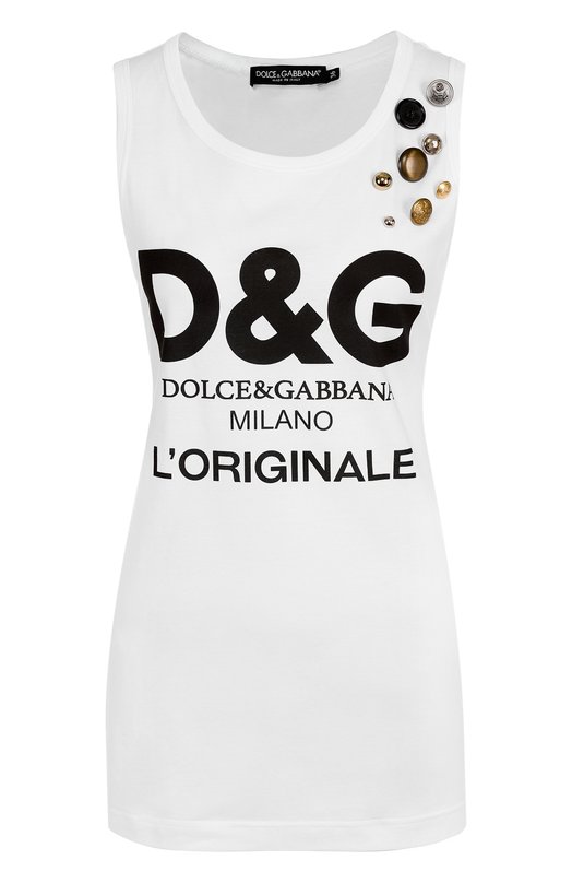 Хлопковый топ с контрастными надписями Dolce&Gabbana 