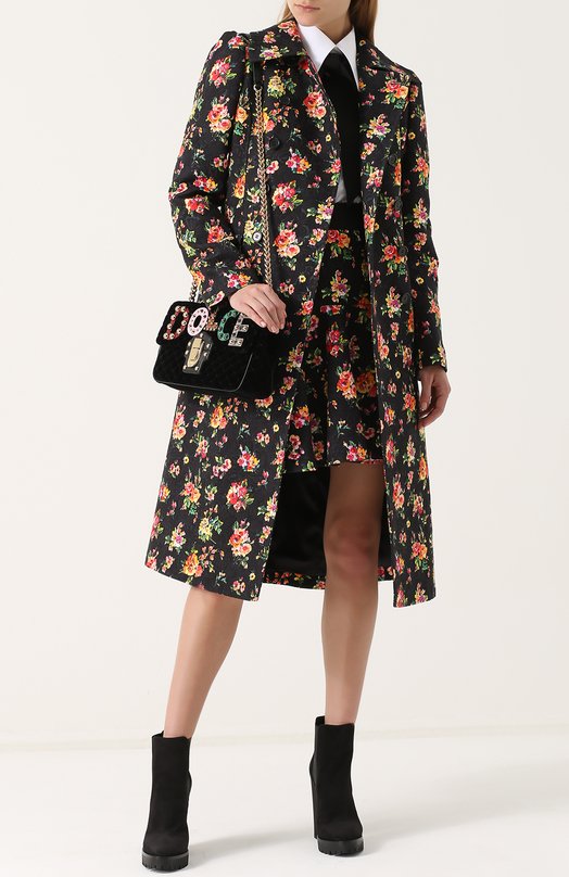 Двубортное пальто с цветочным принтом Dolce&Gabbana 