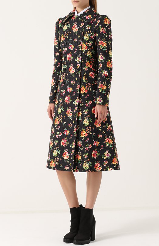 Двубортное пальто с цветочным принтом Dolce&Gabbana 