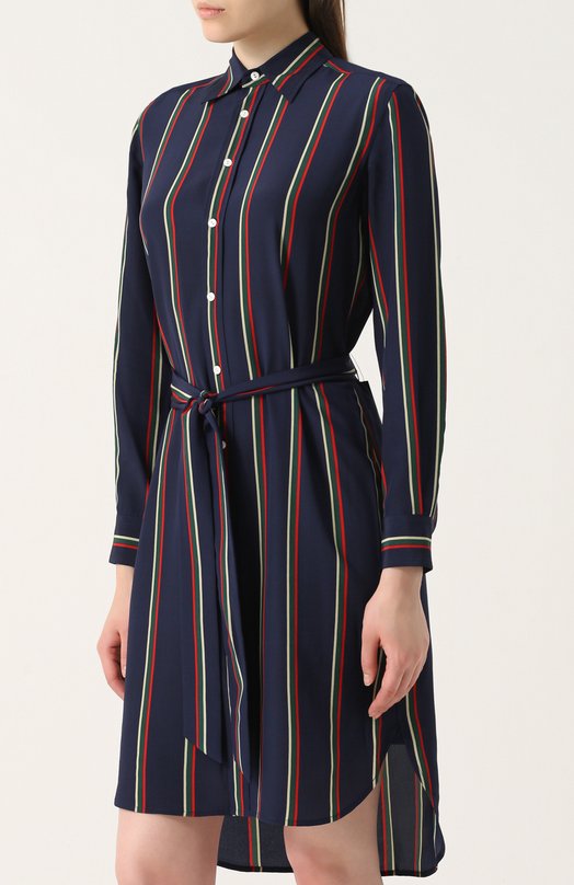 Шелковое платье-миди с поясом Polo Ralph Lauren 