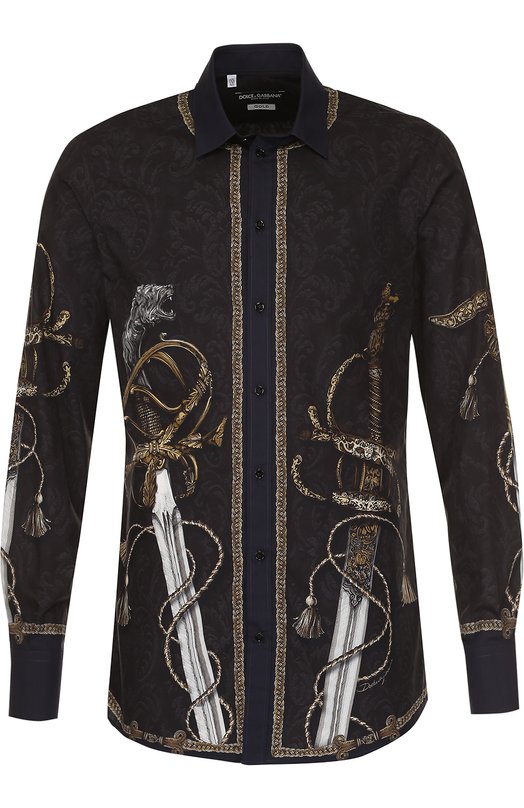 Хлопковая рубашка с принтом Dolce&Gabbana 