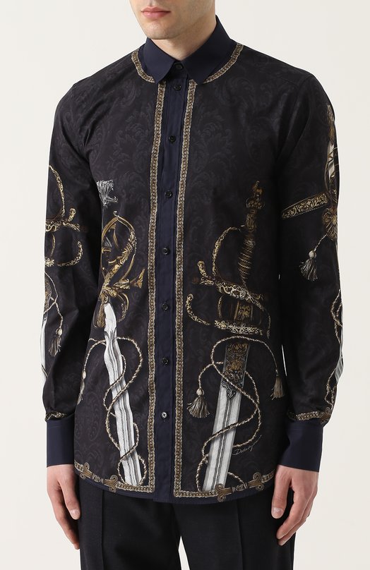 Хлопковая рубашка с принтом Dolce&Gabbana 