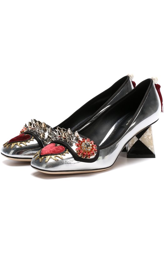 Туфли Jackie из металлизированной кожи с декором Dolce&Gabbana 