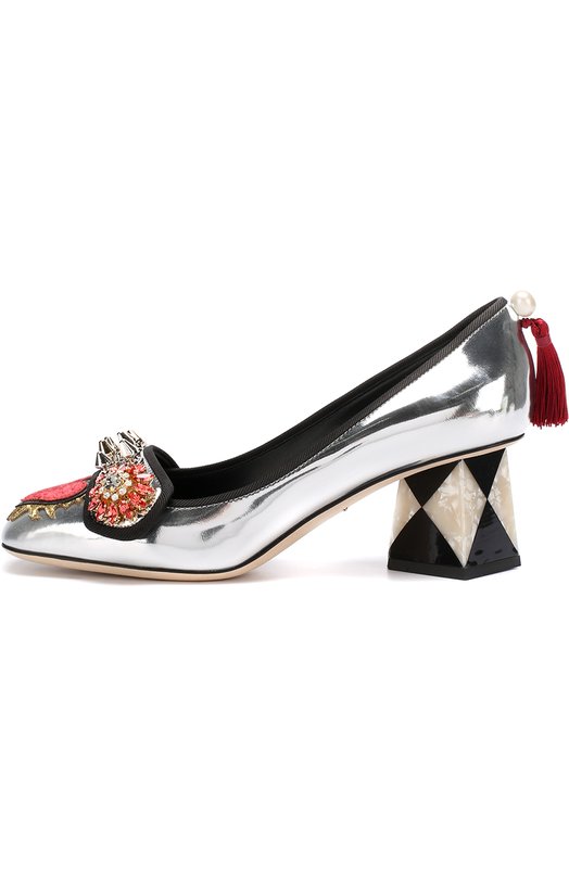 Туфли Jackie из металлизированной кожи с декором Dolce&Gabbana 