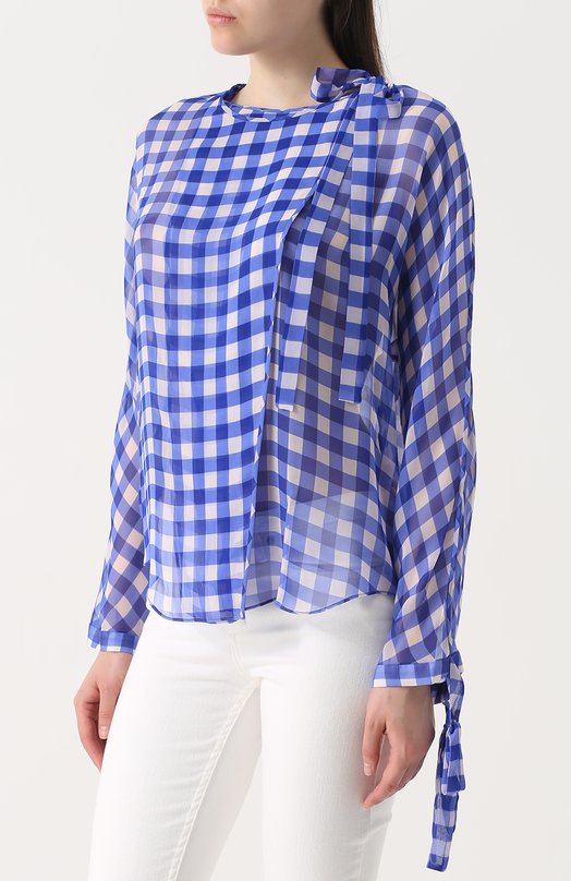 Полупрозрачная шелковая блуза с декоративной отделкой DIANE von FURSTENBERG 