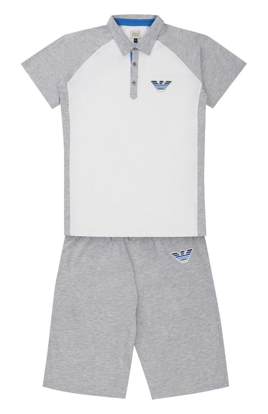 Хлопковый комплект из футболки и шорт Armani Junior 2285131