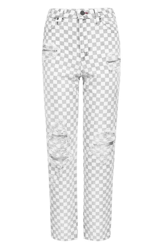 Укороченные джинсы в контрастную клетку Denim X Alexander Wang 