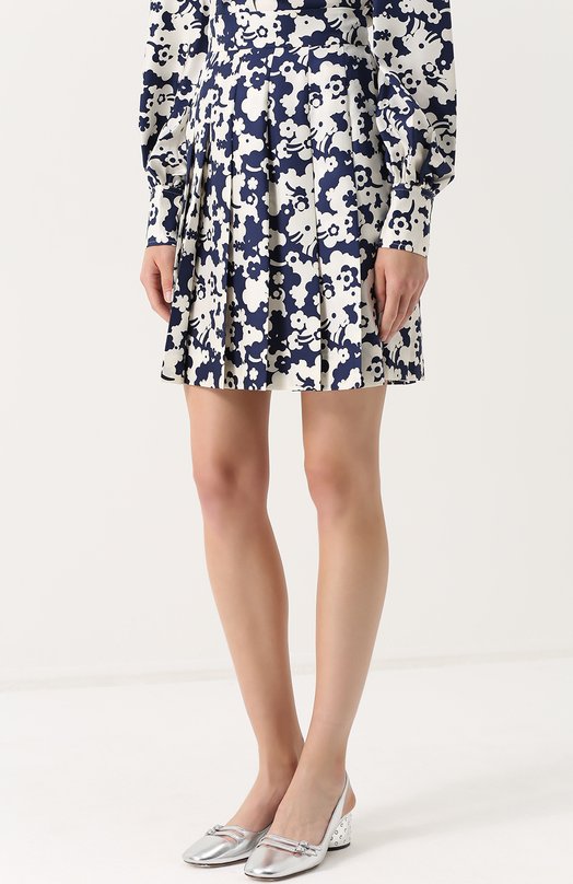 Шелковая плиссированная юбка с принтом Marc by Marc Jacobs 