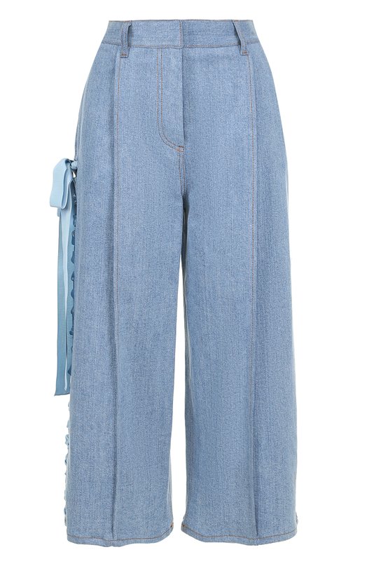 Укороченные джинсы с защипами и лентами Fendi 