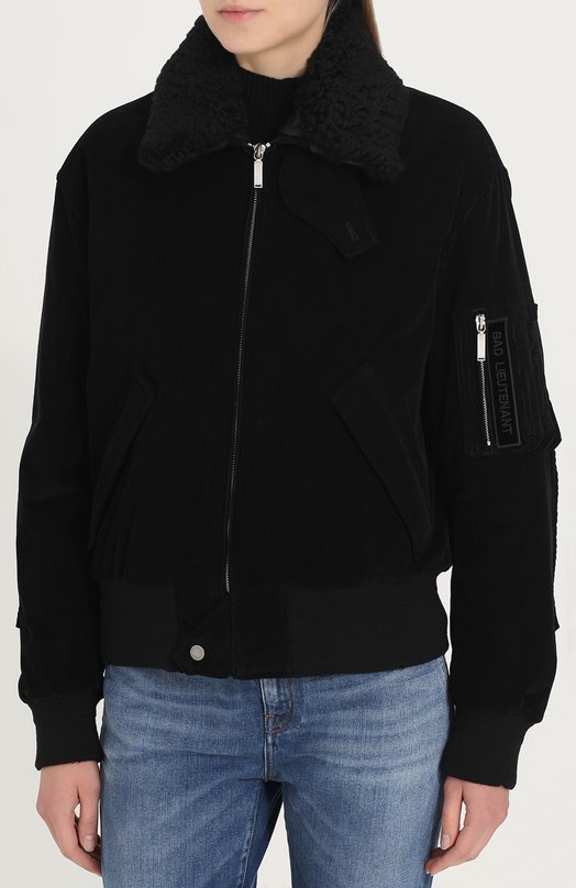 Куртка на молнии с воротником из овчины Yves Saint Laurent 