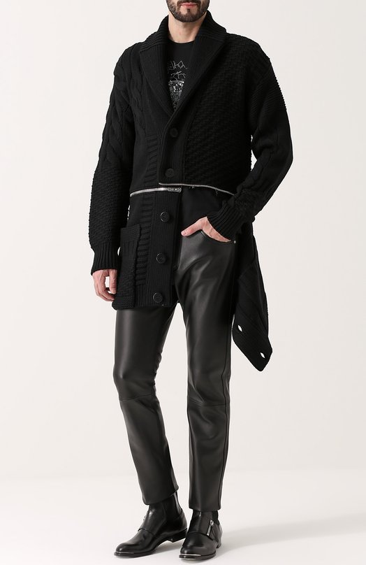 Кожаные брюки прямого кроя Versace 