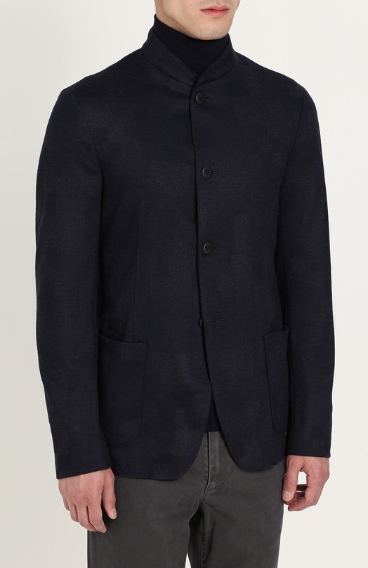 Шерстяной однобортный пиджак с воротником-стойкой ARMANI COLLEZIONI 
