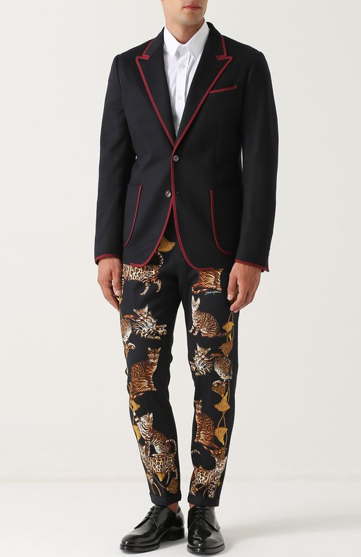 Хлопковые брюки прямого кроя с принтом Dolce&Gabbana 