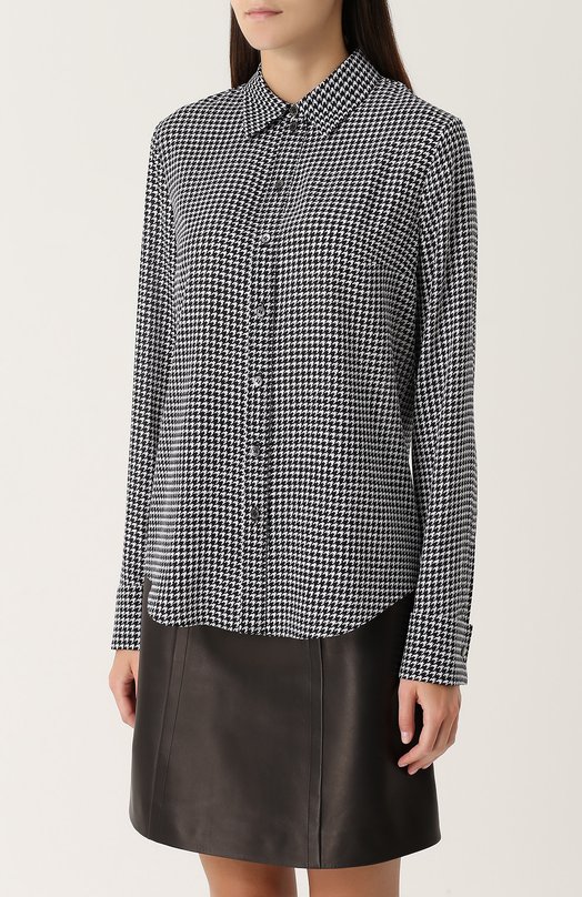 Шелковая блуза с принтом гусиная лапка MICHAEL KORS COLLECTION 