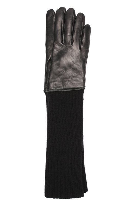 Удлиненные кожаные перчатки с текстильной отделкой Sermoneta Gloves 