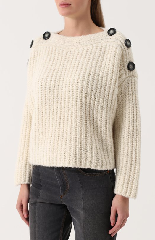 Шерстяной пуловер свободного кроя с вырезом-лодочка Isabel Marant 