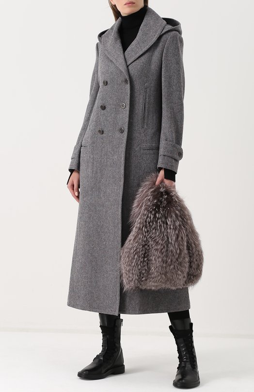 Двубортное шерстяное пальто с капюшоном Y3 