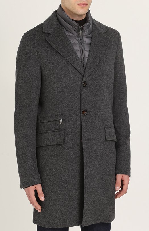 Шерстяное однобортное пальто с пуховой подстежкой Moorer 