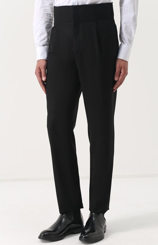 Шерстяные брюки прямого кроя с завышенной талией Yves Saint Laurent 