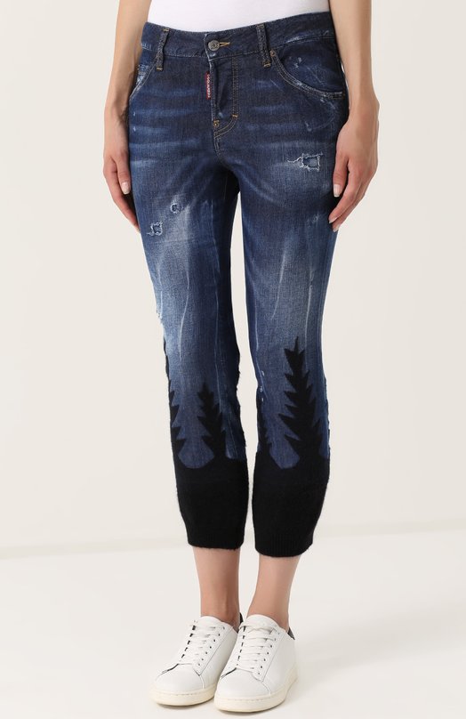 Укороченные джинсы с потертостями Dsquared2 
