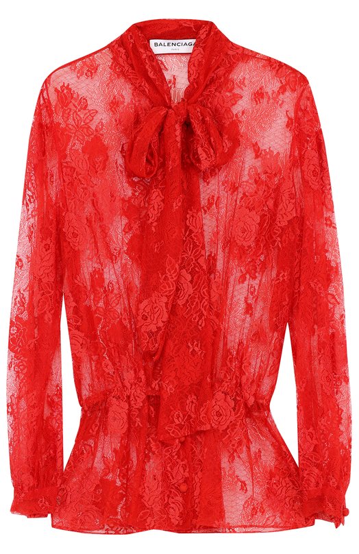 Кружевная блуза с воротником аскот Balenciaga 