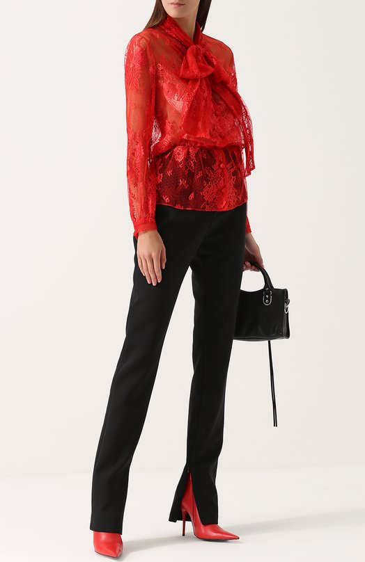 Кружевная блуза с воротником аскот Balenciaga 