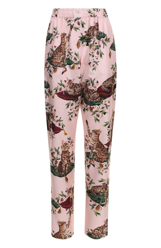 Шелковые брюки в пижамном стиле с принтом Dolce&Gabbana 
