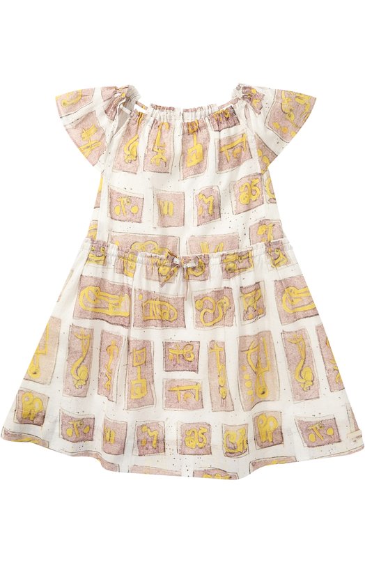Хлопковое платье с принтом на кулиске Burberry 2342103