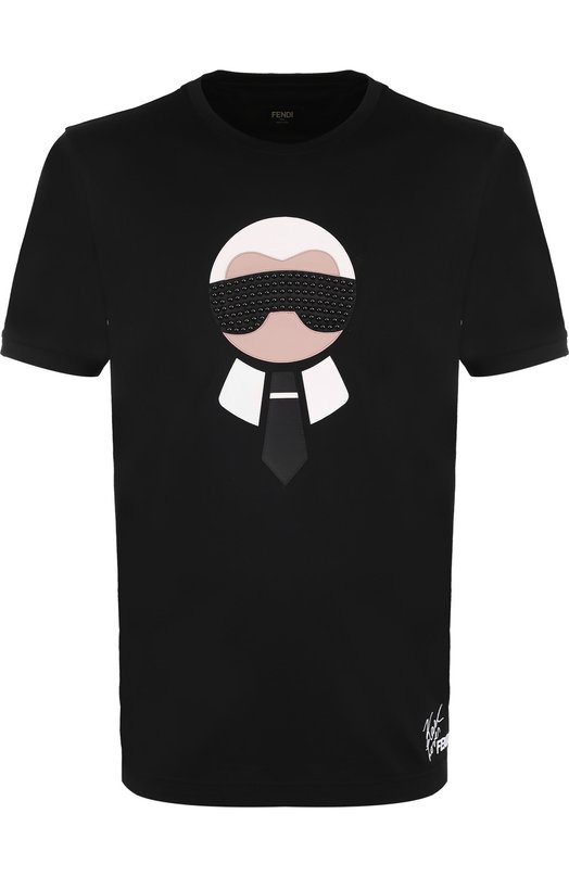 Хлопковая футболка с аппликацией Fendi 