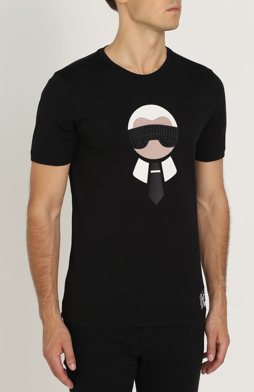 Хлопковая футболка с аппликацией Fendi 