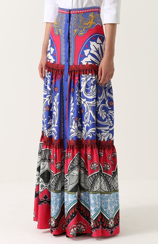 Шелковая юбка-макси с ярким принтом MARY KATRANTZOU 