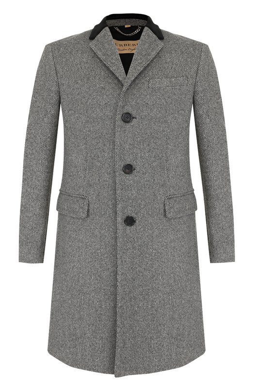 Шерстяное однобортное пальто с отложным воротником Burberry 