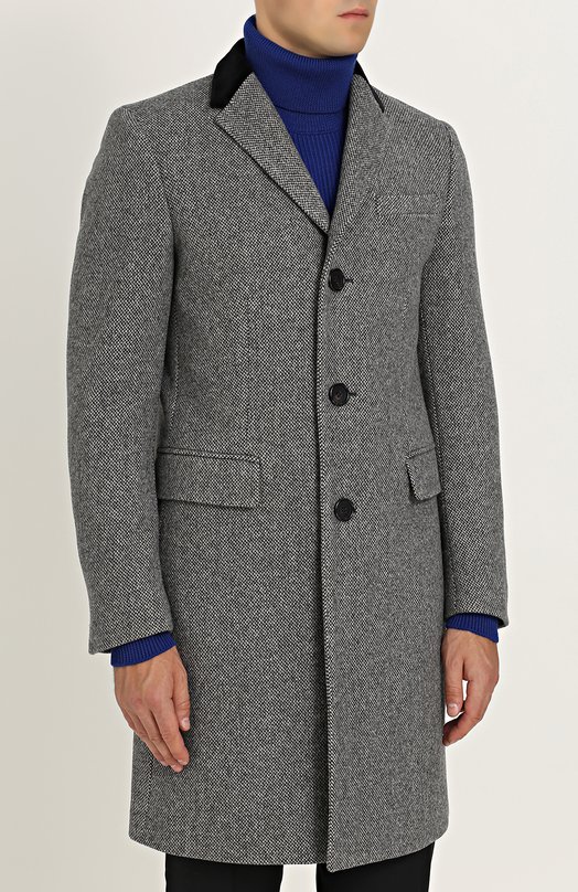 Шерстяное однобортное пальто с отложным воротником Burberry 