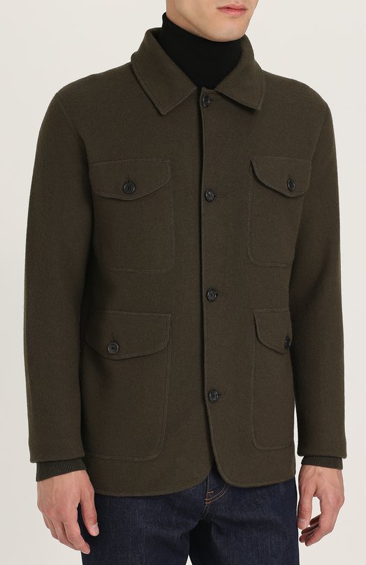 Шерстяной однобортный пиджак с накладными карманами Z ZEGNA 