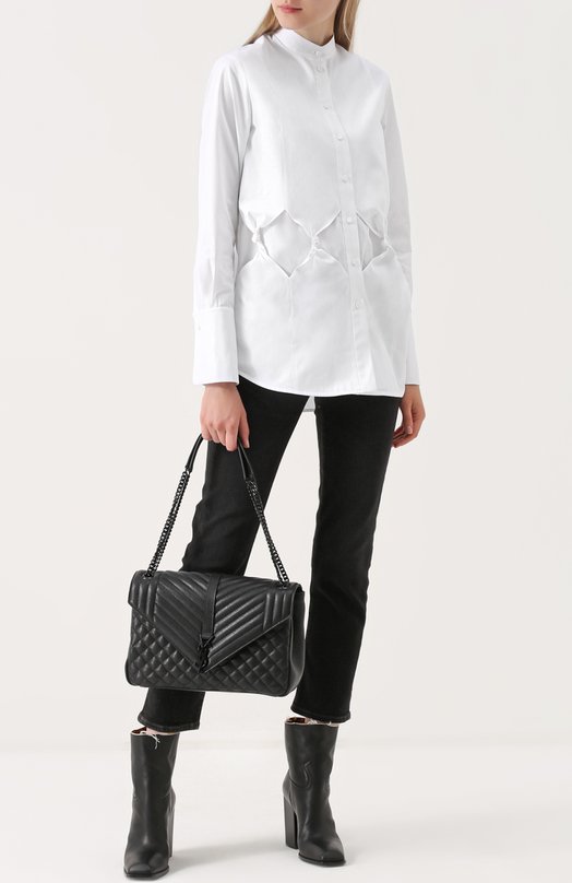 Хлопковая блуза с воротником-стойкой Victoria by Victoria Beckham 