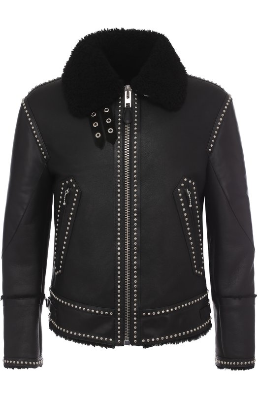 Кожаная куртка на молнии с меховой подкладкой Givenchy 