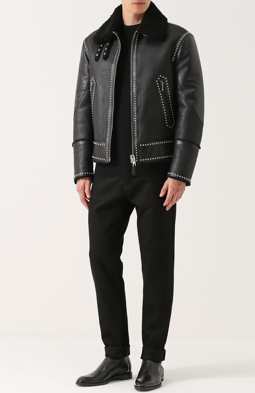 Кожаная куртка на молнии с меховой подкладкой Givenchy 
